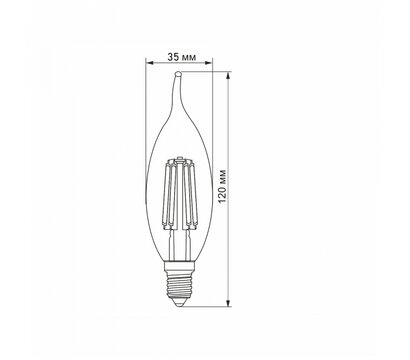 Зображення 3 Світлодіодна LED лампочка Videx Filament C37Ft 6W E14 4100K (VL-C37Ft-06144)