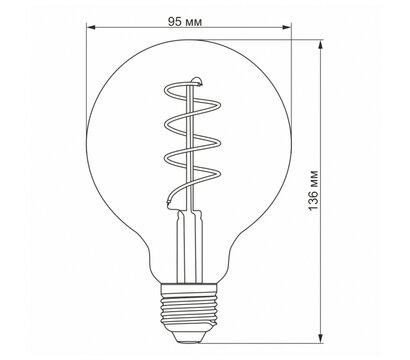 Изображение 4 LED лампа Videx Filament G95FASD 5W E27 2200K (VL-G95FASD-05272) на 68 Lm/W