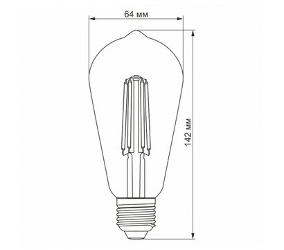 Зображення 4 Світлодіодна лампочка Videx Filament ST64FAD 6W E27 2200K (VL-ST64FAD-06272) з цоколем Е 27