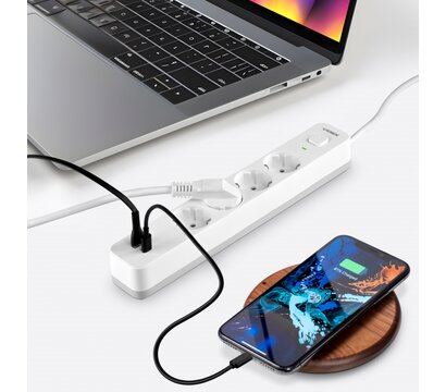 Изображение 11 Сетевой фильтр Videx Oncord с/з 4р 3м Switch White (VF-PD43G1QC1PD-W) 4 розеток