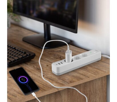 Изображение 11 Сетевой фильтр Videx Oncord с/з 3р 3м Switch White (VF-PD33G2U1C-W) 3 розеток