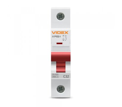 Зображення 2 Автоматичний вимикач Videx RS4 Resist 1P 32А С 4,5кА (VF-RS4-AV1C32)