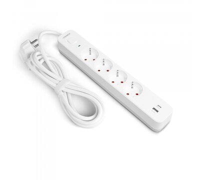 Изображение 2 Сетевой фильтр Videx Oncord с/з 4р 3м Switch White (VF-PD43G1QC1PD-W) 4 розеток