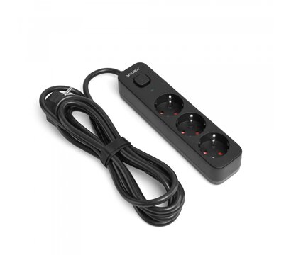 Изображение 2 Сетевой фильтр Videx Oncord с/з 3р 3м Switch Black (VF-PD33G-B) 3 розеток