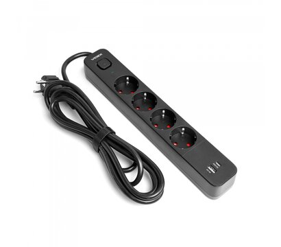Изображение 2 Сетевой фильтр Videx Oncord с/з 4р 3м Switch Black (VF-PD43G1QC1PD-B)