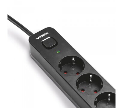 Изображение 3 Сетевой фильтр Videx Oncord с/з 4р 3м Switch Black (VF-PD43G1QC1PD-B)