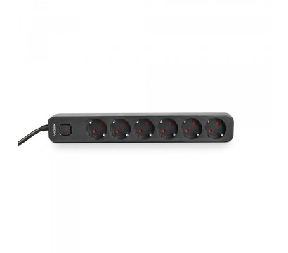 Изображение 4 Сетевой фильтр Videx Oncord с/з 6р 3м Switch Black (VF-PD63G-B) 6 розеток