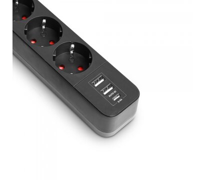 Изображение 4 Сетевой фильтр Videx Oncord с/з 3р 3м Switch Black (VF-PD33G2U1C-B) 3 розеток