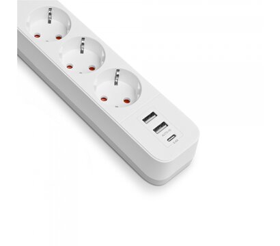 Изображение 4 Сетевой фильтр Videx Oncord с/з 3р 3м Switch White (VF-PD33G2U1C-W) 3 розеток