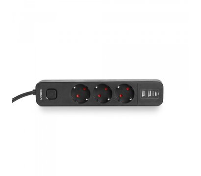 Изображение 5 Сетевой фильтр Videx Oncord с/з 3р 3м Switch Black (VF-PD33G2U1C-B) 3 розеток