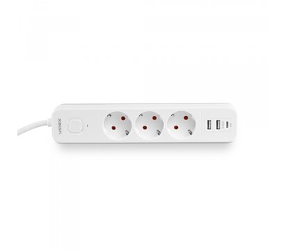 Изображение 5 Сетевой фильтр Videx Oncord с/з 3р 3м Switch White (VF-PD33G2U1C-W) 3 розеток