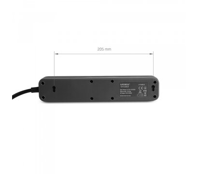 Зображення 6 Мережевий фільтр Videx Oncord з/з 4р 3м Switch Black (VF-PD43G-B) 4 розеток