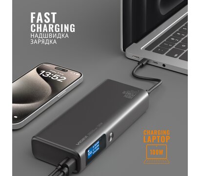 Зображення 10 Універсальна мобільна батарея Videx VPB-323 20000mAh 130W Black (VPB-323-B)