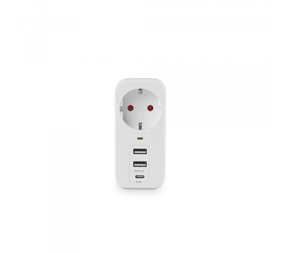 Изображение 5 Із заземленням Videx Oncord c/з 1п 2.4A 2USB+USB-C White (VF-AD1G2U1C-W)