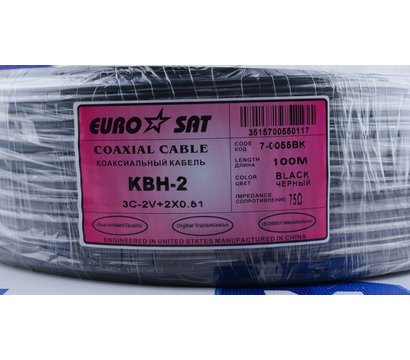 Зображення 3 Коаксіальний кабель EuroSat 3C-2V (0,5Сu/32x0,12CCA) + 2x0.51 Cu Black 100m