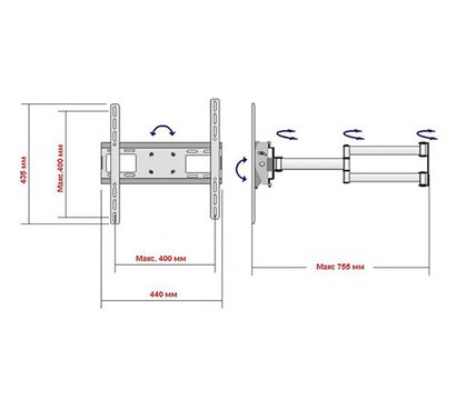 Зображення 4 Настінний ТВ кронштейн Квадо K-55