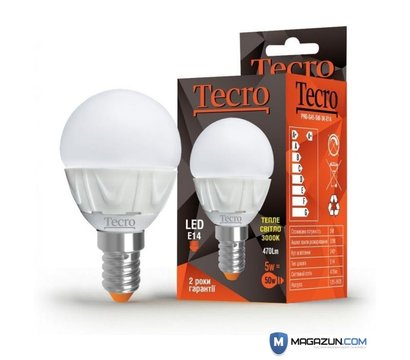 Зображення 2 LED лампочка Tecro PRO-G45-5W-3K-E14 на 95 лм/Вт