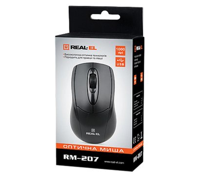 Зображення 2 Миша REAL-EL RM-207 USB Black — EL123200015