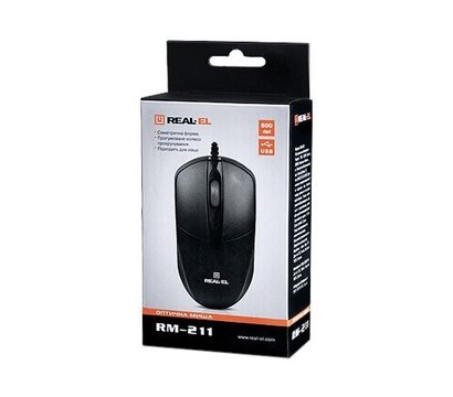 Зображення 3 Миша REAL-EL RM-211 USB Black — EL123200001