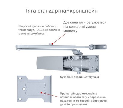 Зображення 2 Дотягувач Ryobi D-1200P(U) UNIV Silver до 1100 мм, Колір корпусу: сріблястий