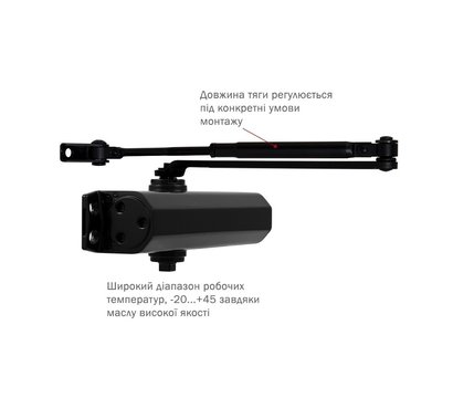 Изображение 2 Доводчик Ryobi D-1554 STD Black коленная тяга, Цвет корпуса: черный