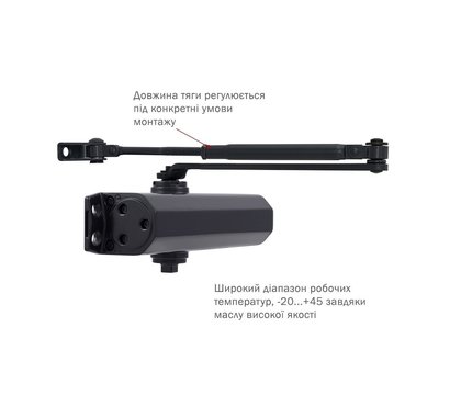 Изображение 2 Доводчик Ryobi D-1554 STD Grey Anthracite коленная тяга, Цвет корпуса: антрацитовый