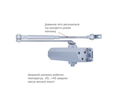 Изображение 3 Доводчик Ryobi D-2055V BC STD Silver до 100 кг, Цвет корпуса: серебристый