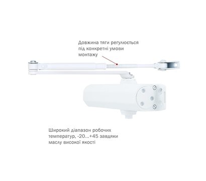 Зображення 6 Дотягувач Ryobi D-2055V BC STD Glossy White до 1250 мм, Колір корпусу: глянсовий білий