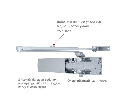 Изображение 7 Доводчик Ryobi D-1200 STD Silver коленная тяга, Цвет корпуса: серебристый