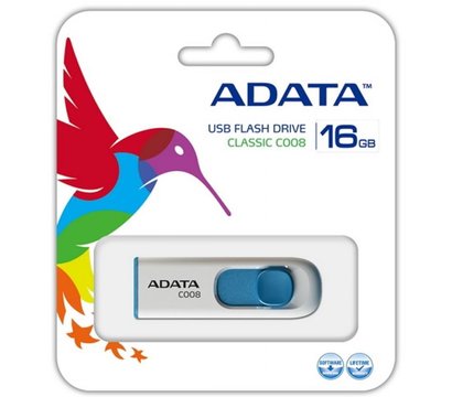 Изображение 5 USB флешка A-Data Classic Series C008 16GB USB 2.0 White/Blue - AC008-16G-RWE