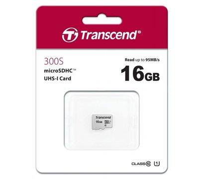 Изображение 2 Карта памяти Transcend 300S UHS-I microSDHC 16GB Class 10 - TS16GUSD300S, Объем памяти: 16 Гб