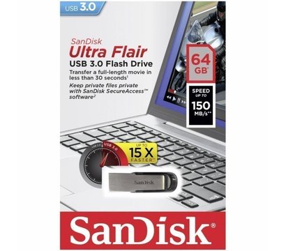 Зображення 5 USB флеш накопичувач SanDisk Ultra Flair 64GB USB 3.0 Grey - SDCZ73-064G-G46
