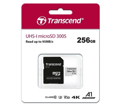 Изображение 2 Карта памяти Transcend 300S A1 UHS-I/U3 microSDXC 256GB Class 10 + adapter SD - TS256GUSD300S-A, Объем памяти: 256 Гб
