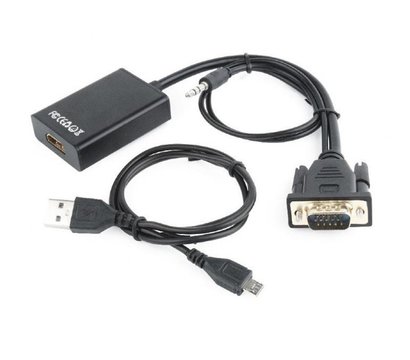 Зображення 2 Адаптер Cablexpert VGA-HDMI 0.15м Black — A-VGA-HDMI-01