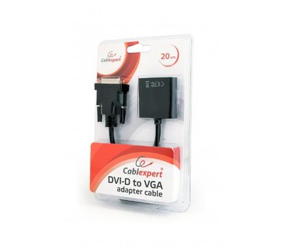 Зображення 2 Адаптер Cablexpert DVI-D-VGA 0.2 м Black — AB-DVID-VGAF-01