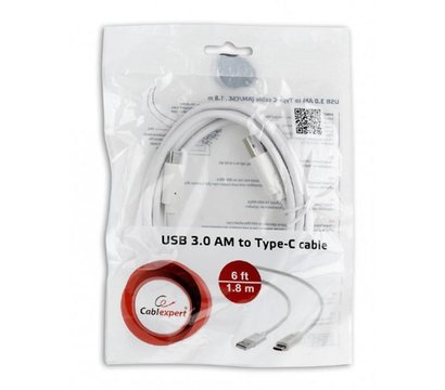Изображение 3 Кабель Cablexpert USB 3.0 Type-A - USB Type-C , 1.8 м, White — CCP-USB3-AMCM-6-W