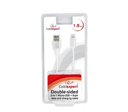 Зображення 4 Кабель Cablexpert USB2.0 - Lightning+MicroUSB, 1.8 м, Grey — CCB-USB2AM-mU8P-6