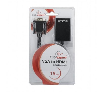 Зображення 4 Адаптер Cablexpert VGA-HDMI 0.15м Black — A-VGA-HDMI-01