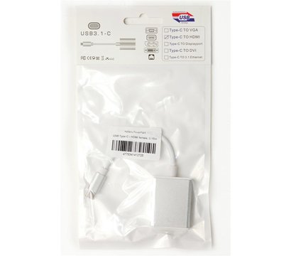 Изображение 4 Адаптер PowerPlant USB Type-C-HDMI 0.15м White — KD00AS1272