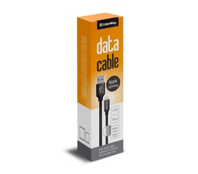 Зображення 3 Кабель ColorWay USB-Lihgtning, 1м Black — CW-CBUL004-BK