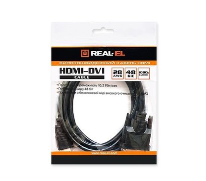 Изображение 3 Кабель мультимедийный REAL-EL HDMI-DVI M-M 1.8M — EL123500013