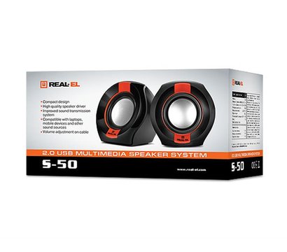 Зображення 2 Акустична система 2.0 REAL-EL S-50 Black/Red — EL121100008