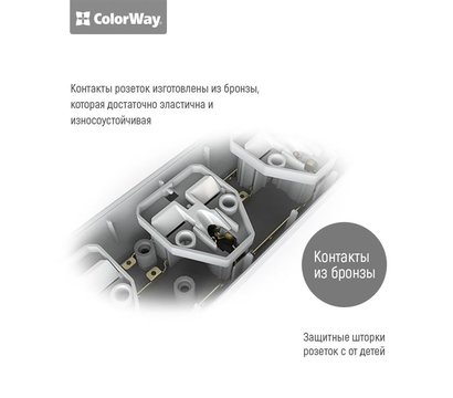 Изображение 10 Сетевой фильтр ColorWay 1.8м CW-CHU33B 3 розеток