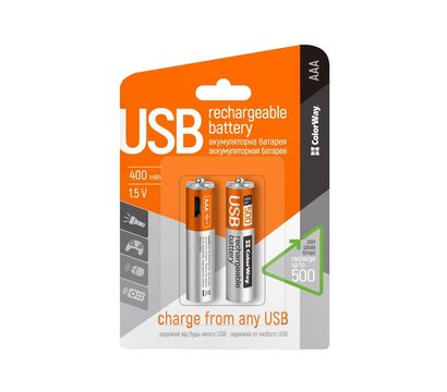 Зображення 2 Акумулятор ColorWay AAA 400mAh 2шт - CW-UBAAA-01