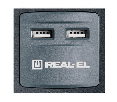 Изображение 2 Сетевой фильтр REAL-EL RS-8F USB CHARGE 3.0m Black 8 розеток