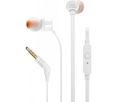 Зображення 2 Навушники JBL T110 White — JBLT110WHT вбудований в кабель