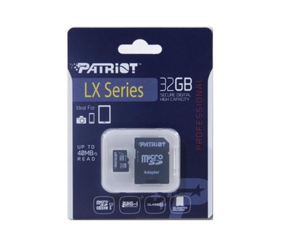 Изображение 2 Карта памяти Patriot LX microSDHC Class 10 32GB + SD-adapter - PSF32GMCSDHC10, Объем памяти: 48 Гб