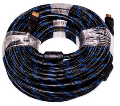 Зображення 2 Кабель мультимедійний PowerPlant HDMI-HDMI v1.4, 20м, Nylon, Double ferrites, Black — KD00AS1207