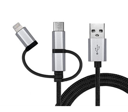 Изображение 2 Кабель REAL-EL Premium USB2.0 AM-3in1 Lightning/microUSB/USB-C 1m, black — EL123500035