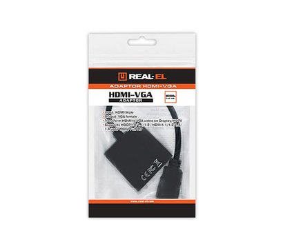 Изображение 2 Адаптер REAL-EL HDMI(M)-VGA(F), 0.15m, Black — EL123500020